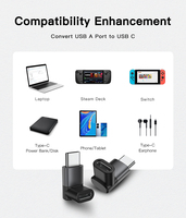 Adaptateur USB4.0 OTG USB C mâle vers USB C femelle à 90 degrés avec charge rapide PD 100W pour ordinateurs portables, téléphones, consoles de jeux