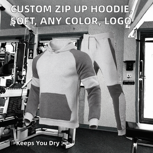 ขั้นต่ำ 2 ชุด เสื้อฮู้ดดี้แบบมีซิป สีดำล้วน ผ้าฝ้าย 100% คุณภาพสูง ระบายอากาศได้ดี นุ่มมาก ไซส์ใหญ่ สไตล์ลำลอง สำหรับฤดูใบไม้ร่วง  รับผลิตตามแบบ - Product Image 2