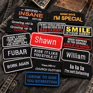 Pronto per la Spedizione: Robuste Toppe Termoadesive di Lusso Nere Rettangolari con Citazioni Sarcastiche Divertenti, <span class=keywords><strong>Motto</strong></span> Tattico da Biker, Nome e Logo - Product Image 1