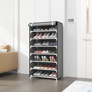 Zapatero Metálico Moderno y Simple <span class=keywords><strong>con</strong></span> <span class=keywords><strong>Cremallera</strong></span>, Mueble de Almacenamiento Multicapa para el Hogar, Multifuncional y a Prueba de Polvo - Product Image 3