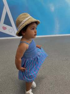 Abito Estivo da Spiaggia Traspirante ed Ecologico con Spalline e Linea ad A, in Cotone a Righe per Bambine e Ragazze, ODM - Product Image 2