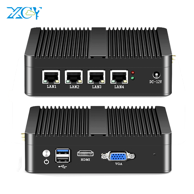 Fanless OPNsense PfSense Firewall Mini PC Quad Core J1900 J1800 4 Nic Ethernet LAN Industrial Computer Network Appliance Server