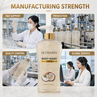 AESTHTANY Gel Douche Corps au Coco 1000ml, Blanchissant et Nourrissant en 7 Jours, Réparateur Cutané, Contrôle du Sébum et Exfoliant