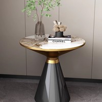 Table d'appoint de luxe moderne en pierre frittée avec bordure dorée et texture marbre pour salon et hôtel/villa – Vente en gros