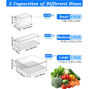 Essentiels de cuisine, boîte de rangement pour aliments en plastique transparent pour réfrigérateur, boîte de rangement pour légumes - Product Image 3