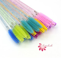 Mini-brosse cosmétique jetable rose et noire en nylon pour extension de cils, applicateur de mascara, brosse à paillettes pour cils, 50 pièces/sac OEM ODM