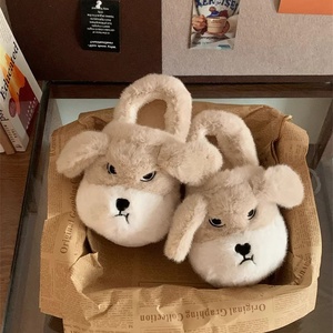 XIXITIAO Vente en gros de pantoufles amusantes <span class=keywords><strong>pour</strong></span> couples d'animaux, pantoufles en peluche <span class=keywords><strong>pour</strong></span> <span class=keywords><strong>chien</strong></span> avec semelle en EVA, cadeau d'hiver, fournisseur de chaussures d'intérieur - Product Image 4
