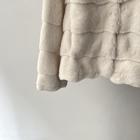 Manteau court en fausse fourrure pour femme, col en V, rayures horizontales, veste en fourrure, vêtements d'extérieur chauds pour l'hiver, 067-4063
