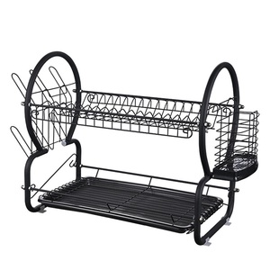 Égouttoir double en acier inoxydable pour évier, support de rangement de cuisine étanche pour bols, assiettes, baguettes, serviettes, égouttoir moderne non pliable - Product Image 5