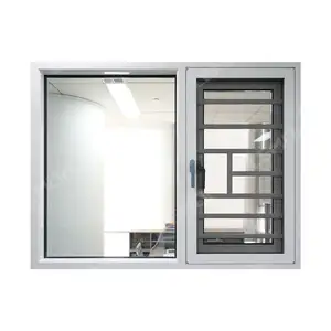 Nieuwe Stijl Raam Op Maat Drievoudig Glas Energiebesparende Aluminium Openslaande Ramen Met Flyscreen Buiten