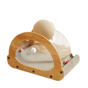 Rascador de gato de papel corrugado moderno de alta calidad, almohadilla duradera de sisal y yute con bola - Product Image 1