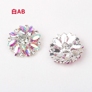 Flower Shaped Rhinestone Glass <b>Buttons</b> 28mm Diy Jewelry Accessories For Shirt Decor White Ab - Product Image 1