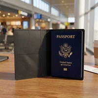 Porte-passeport en cuir personnalisé avec nom, portefeuille pour cartes de voyage, étui fin pour passeport, organisateur de billets de voyage