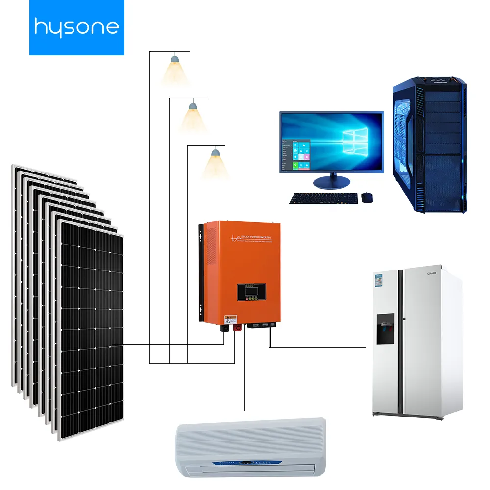 3KW 5kw hybrid inverter solar energy storage battery power plants solor panel systems for home