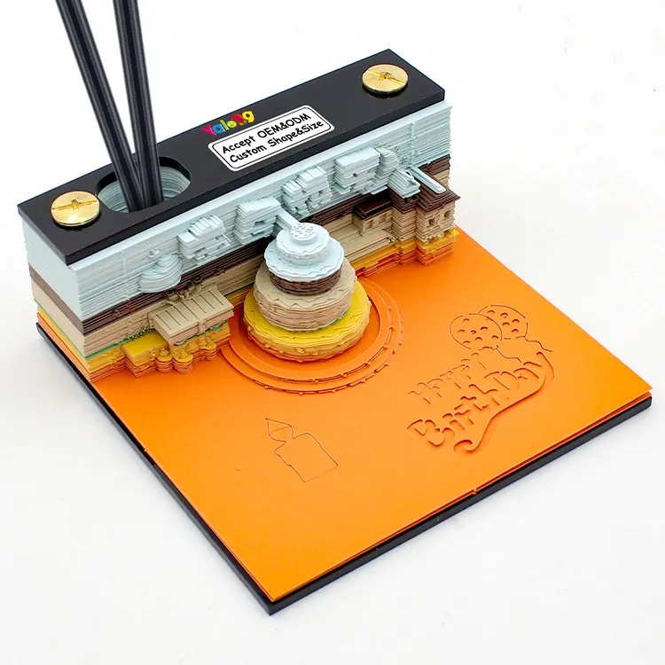 3D 만화 모델 빌딩 블록 메모 패드 레이어 찢어진 블록 노트 사무실 장식 할 목록 노트 종이