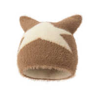 Bonnet en mohair jacquard chaud avec oreilles de chat pour jeune femme, collection mode 2024