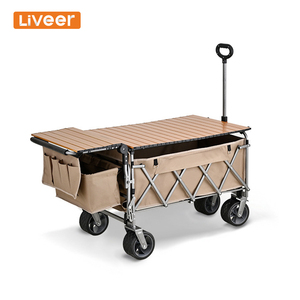 Chariot alimentaire pliable industriel Liveer le plus vendu, table-chariot réglable, personnalisable OEM, pour vendeurs de rue et pique-niques - Product Image 1