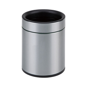 Poubelle ronde en acier inoxydable à vidage direct, poubelle cylindrique pour l'intérieur, pour la salle de bain des chambres d'hôtel - Product Image 4