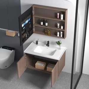 Mueble <span class=keywords><strong>de</strong></span> <span class=keywords><strong>Baño</strong></span> Flotante <span class=keywords><strong>de</strong></span> Aluminio con Espejo y Lavabo, Estilo Contemporáneo, Pequeño, <span class=keywords><strong>para</strong></span> <span class=keywords><strong>Baño</strong></span>, Hotel o Apartamento - Product Image 6