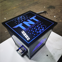 Tables de nuit modernes sans fil à DEL Mobilier en acier noir et verre pour fêtes, événements, salons, hôtels, banquets