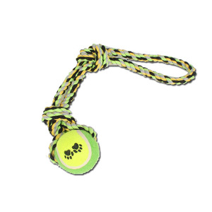 Juguete masticable para perros, cuerda interactiva con pelota de tenis, nudo de cuerda, juguete para la dentición para perros Teddy, 35 cm, juguetes de cuerda para limpieza de dientes - Product Image 1