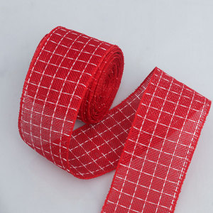 Pita Natal Motif Kotak-kotak dari Kain Goni untuk Hiasan Puncak Pohon Natal, Pembungkus Kotak Hadiah, Pita Dekoratif Buatan Tangan untuk DIY - Product Image 5