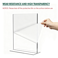 Soporte de Acrílico Transparente Deslizable y Ecológico para Carteles de Mesa, Soporte de Menú en Forma de T para Escritorio, Soporte para Tarjetas de Precios de Restaurante, Publicidad