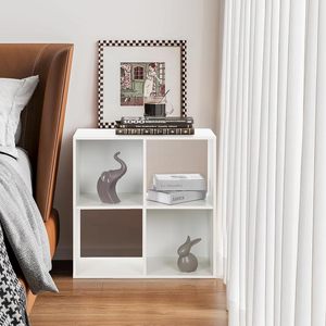 Wooden Storage <strong>Cubes</strong> Bookcase Unit Shelf Closet Cabinet DVD Rack Bookshelf File Organizer Rack 4 <strong>Cube</strong> <strong>White</strong> - Product Image 3