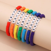 Nuovo bracciale chakra arcobaleno 7 in terracotta da donna set di ornamenti bohémien set di braccialetti colorati in terracotta con alfabeto estivo 7 set