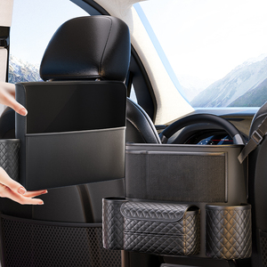 Organizer per seggiolino auto con sedile posteriore appeso borse portaoggetti in pelle di alta qualità 4-7 scomparti con Design a forma di diamante - Product Image 5