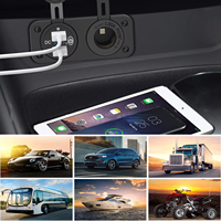Prise allume-cigare 2 en 1 12 V USB 12 Volt Dual Quick Charge 3.0 Ports USB Chargeur de voiture avec interrupteur d'alimentation pour bateau RV