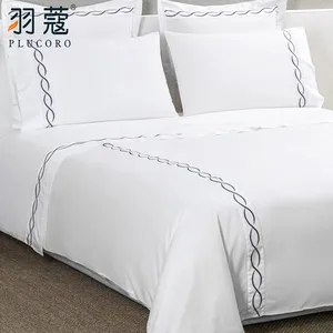Hotel Embroidery Bedding 300TC Factory Price 5 Star 80%cotton Embroidery Bedding Sets Luxury