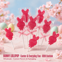 Sucette Lapin de Pâques Rose en forme de lapin, bonbon dur emballé individuellement avec nœud, idéal pour panier de Pâques, bonbons pour fête de printemps pour enfants