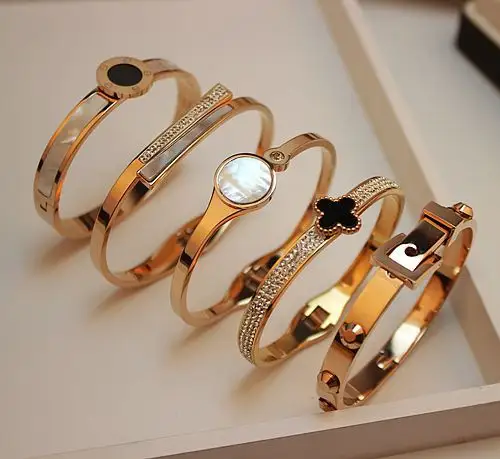 Hot Sale Dubai New Fashion Shell Girl Bangle Jewelry Rose Gold Ladies Bracelets