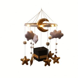 Caja de Música Nórdica de Estilo Medio Oriente, Caja de Música Negra, Móvil para Cuna de Bebé, Móvil de Fieltro Hecho a Mano para Cuna, Juguete Relajante para Dormir para Bebés - Product Image 2