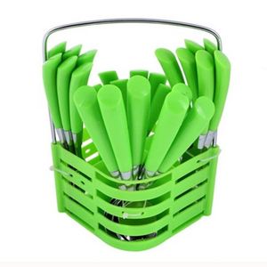 Ensemble de couverts en acier inoxydable vert de 24 pièces avec poignée en PP créative et unique, vaisselle d'hôtel - Product Image 1