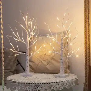 24 LED Silber Schwarz Bonsai Künstliche Birke Licht Tisch lampe Fairy Tree Lights Home Weihnachts dekoration Weihnachts beleuchtung