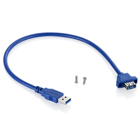 Bochara USB 3.0 kabel ekstensi pria ke Wanita M/F Foil + terlindung dengan dudukan Panel sekrup 40cm panjang disesuaikan