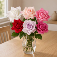 Roses artificielles au toucher réel, roses artificielles hydratantes, décoration pour la maison, le salon, la table à manger