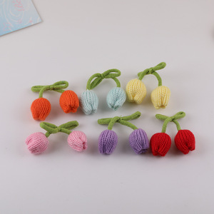 Accesorio para el Cabello Hecho a Mano con Flor de Tulipán de Doble Cabeza en Crochet, Joyería para Ropa, Pequeño Accesorio en Colores Aleatorios para Uso Diario - Product Image 5