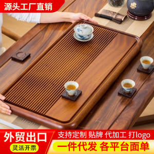 Bandeja de té de madera de alta gama, hecha de madera de frutos secos y palisandro, mesa de té rectangular de madera para uso doméstico con salida de drenaje. - Product Image 5