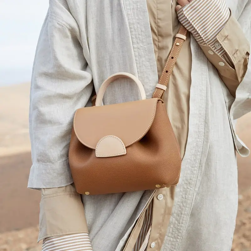 Brown Popular Crossbody Leather Handbag Women Sling Bag Fashion Luxury Clutch Shoulder Round Casual Cloud Polene Bag