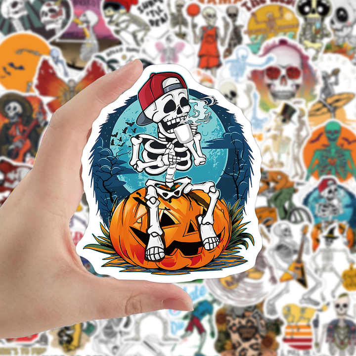 Lot De 50 Stickers Punk Gothic - Crânes, Sorcières, Démons - Pour Déco Ordi, Valise, Mur