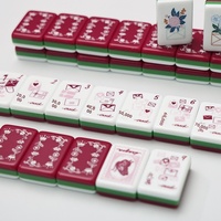 Tuiles de Mahjong en Acrylique Taizhou, style Américain/Européen-Américain, mini, à motif de petites fleurs violettes et blocs de couleur, finition patinée à la main, pour jeux d'échecs et de cartes