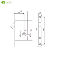 Serrure de porte à mortaise en acier inoxydable 304 de haute qualité pour porte coulissante