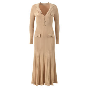 Di lusso di alta qualità <span class=keywords><strong>in</strong></span> oro <span class=keywords><strong>bottoni</strong></span> <span class=keywords><strong>in</strong></span> <span class=keywords><strong>maglia</strong></span> abiti 2025 donna primavera autunno elegante sirena manica lunga Maxi <span class=keywords><strong>abito</strong></span> Vestidos - Product Image 1