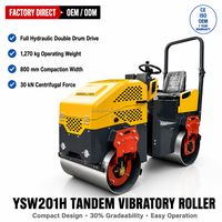 Compacteur routier vibrant à double tambour de 1 tonne, mini-compacteur d'asphalte diesel YSW201H