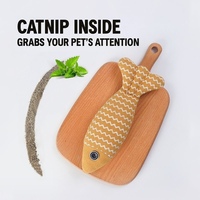 Mainan Ikan Catnip dari Kain Linen, Mainan Kunyah dan Tendang untuk Kucing, Mainan Interaktif untuk Menggigit dan Menendang dengan Isian Kapas PP