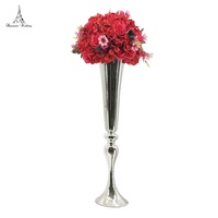 Grand Vase à Fleurs Romantique en Métal Or Argent Blanc pour Mariage et Décoration Intérieure