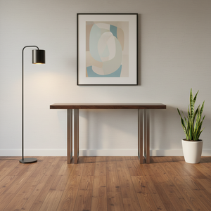 Table <span class=keywords><strong>console</strong></span> en noyer de style moderne du milieu du siècle, base géométrique, 40 pouces, table d'entrée, table d'appoint pour salon, couloir, meubles d'intérieur - Product Image 2